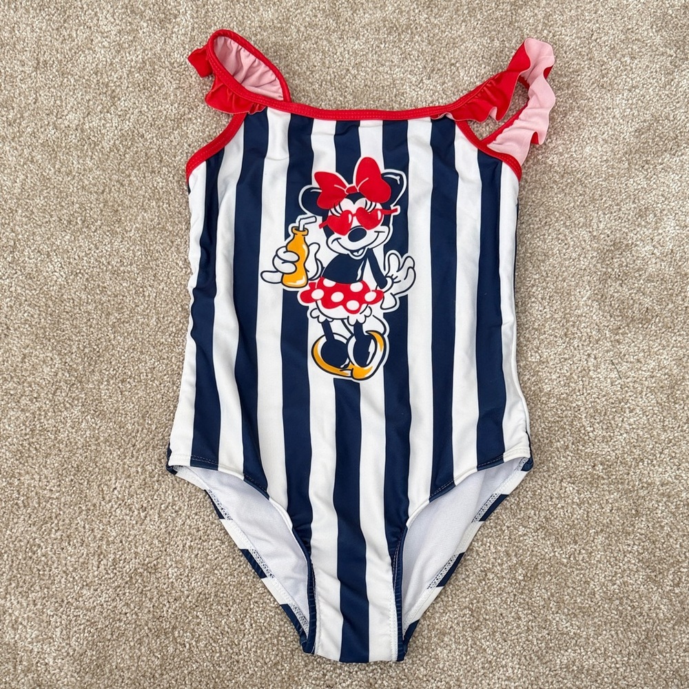 Disney Minnie Mouse Kids One Piece Swimsuit - Navy and White